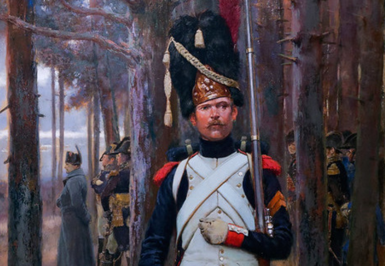 A Grenadier on Foot with Napoleon in the background