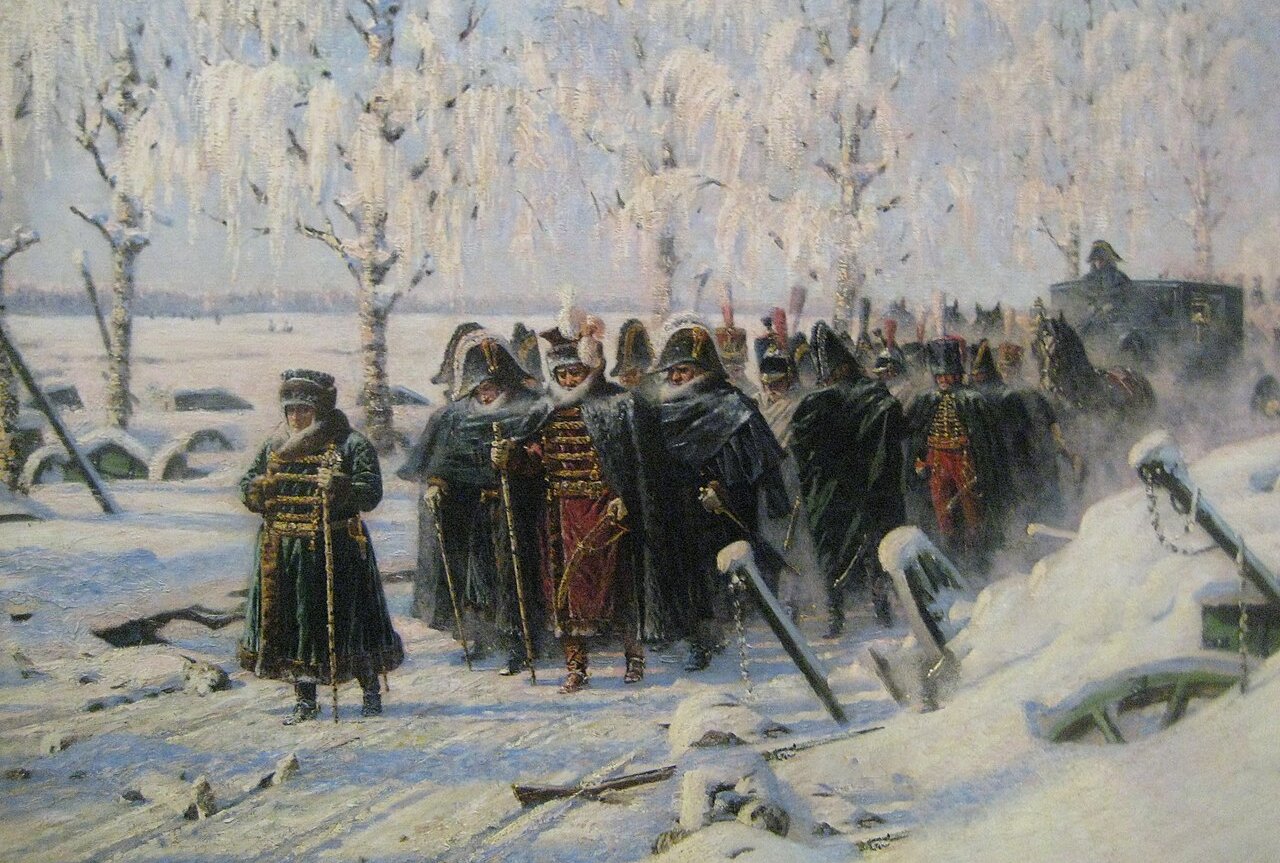 Napoleon's retreat, surrounded by the Old Guards