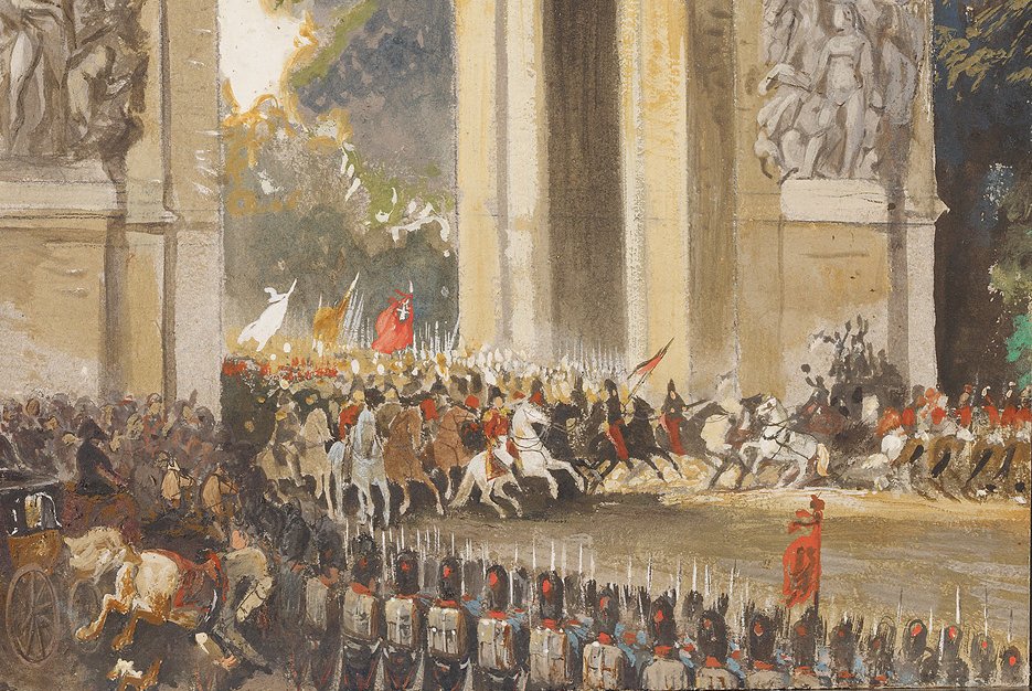 Allied troops march through Paris in 1814