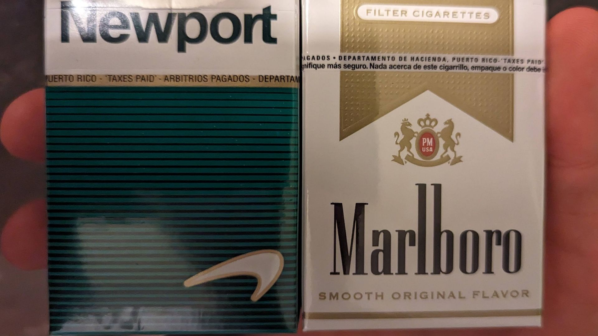 File:Puerto Rican Newport Original and Marlboro Gold Cigarette Packs.jpg