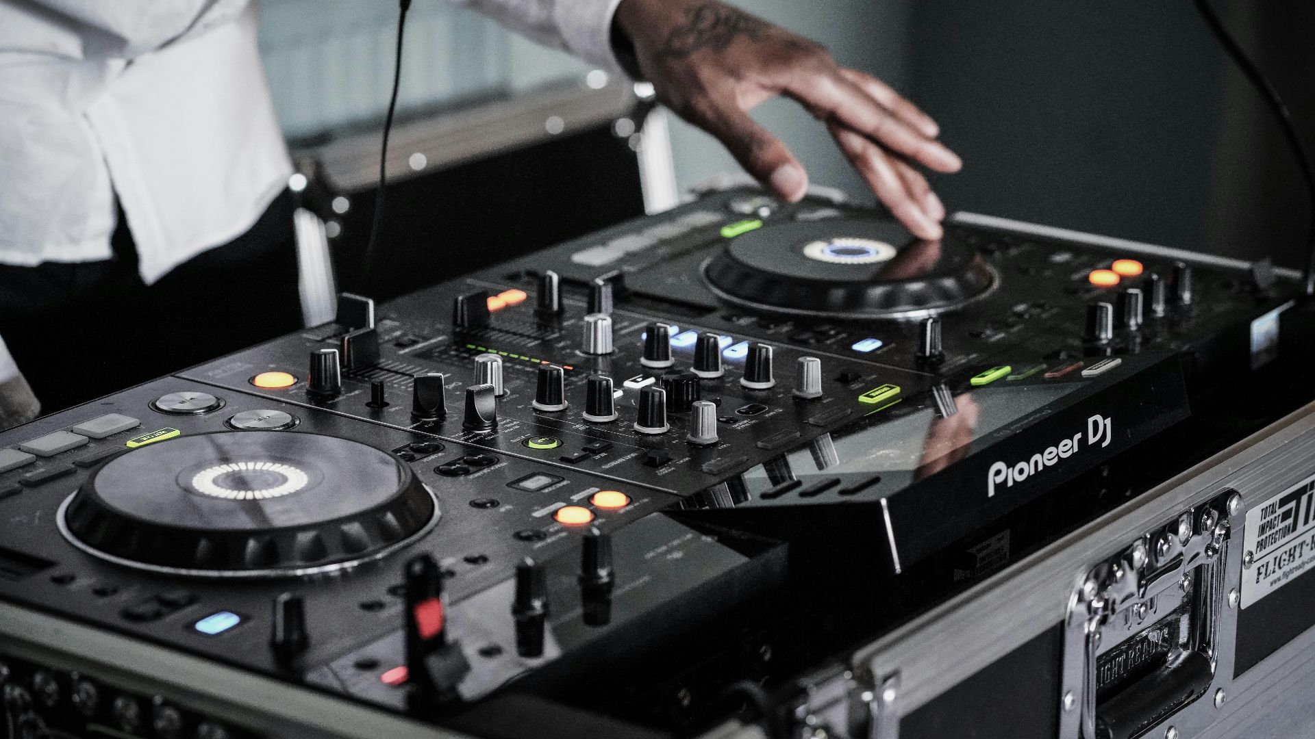 person touching black terminal mixer