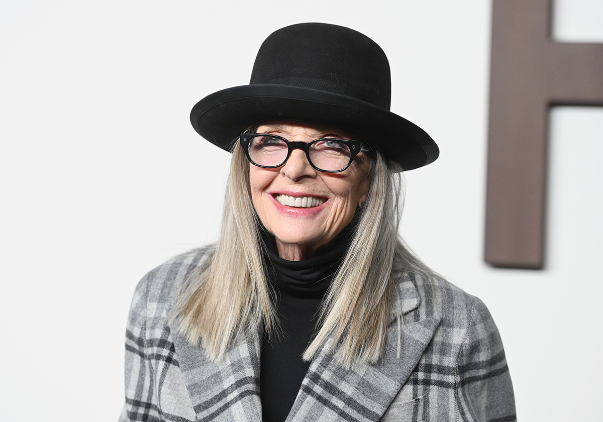Diane Keaton at the Ralph Lauren Spring 2024 Ready To Wear Fashion Show at the Brooklyn Navy Yard on September 8, 2023 in Brooklyn, New York.
