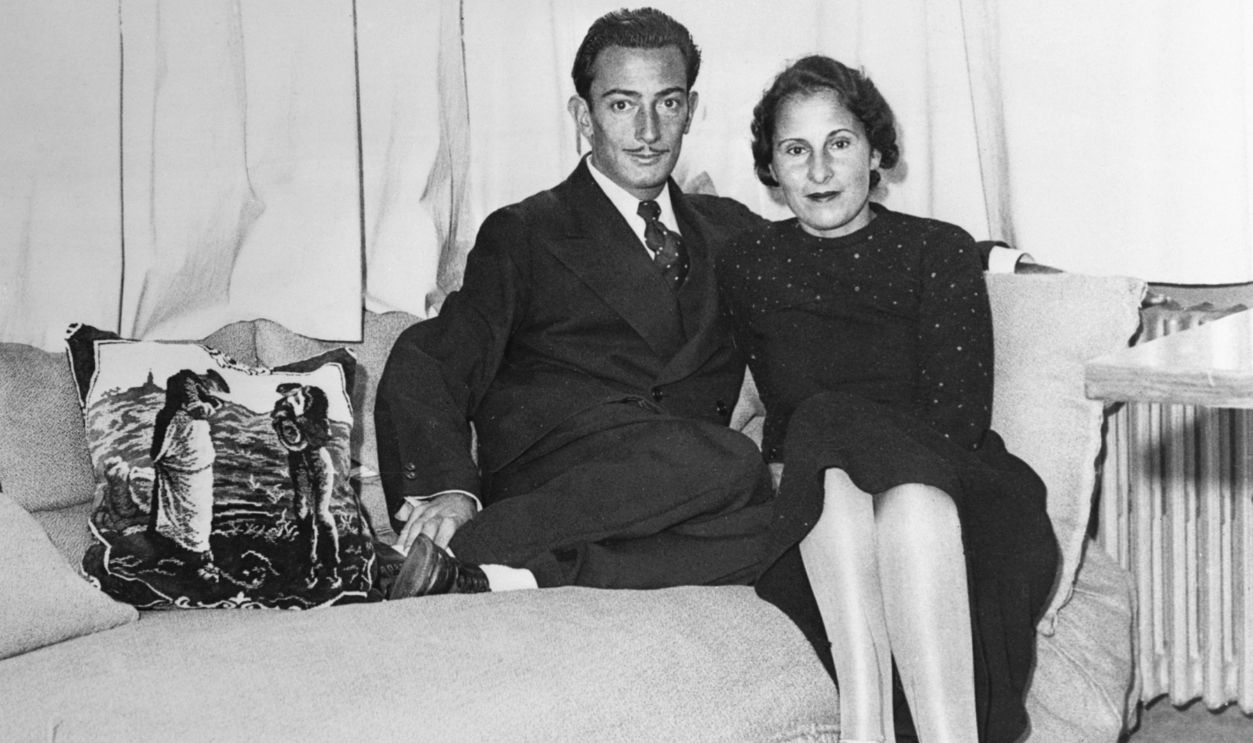 Salvador Dali and lifelong love Gala in Dali's Paris studio in 1934. Gala was married to poet Paul Eluard when this photograph was taken. After meeting in 1929, Dali finally persuaded Gala to marry him in 1958.