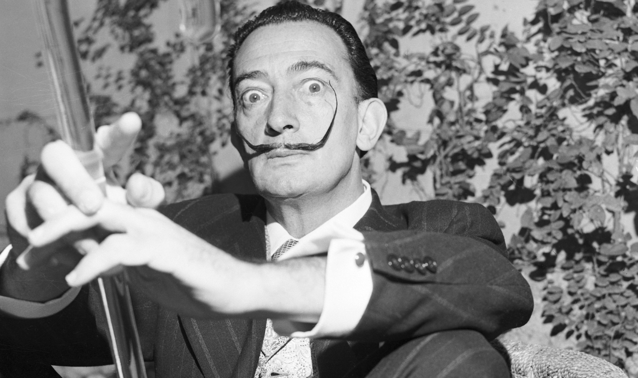 Salvador Dali Holding Glass Walking Stick