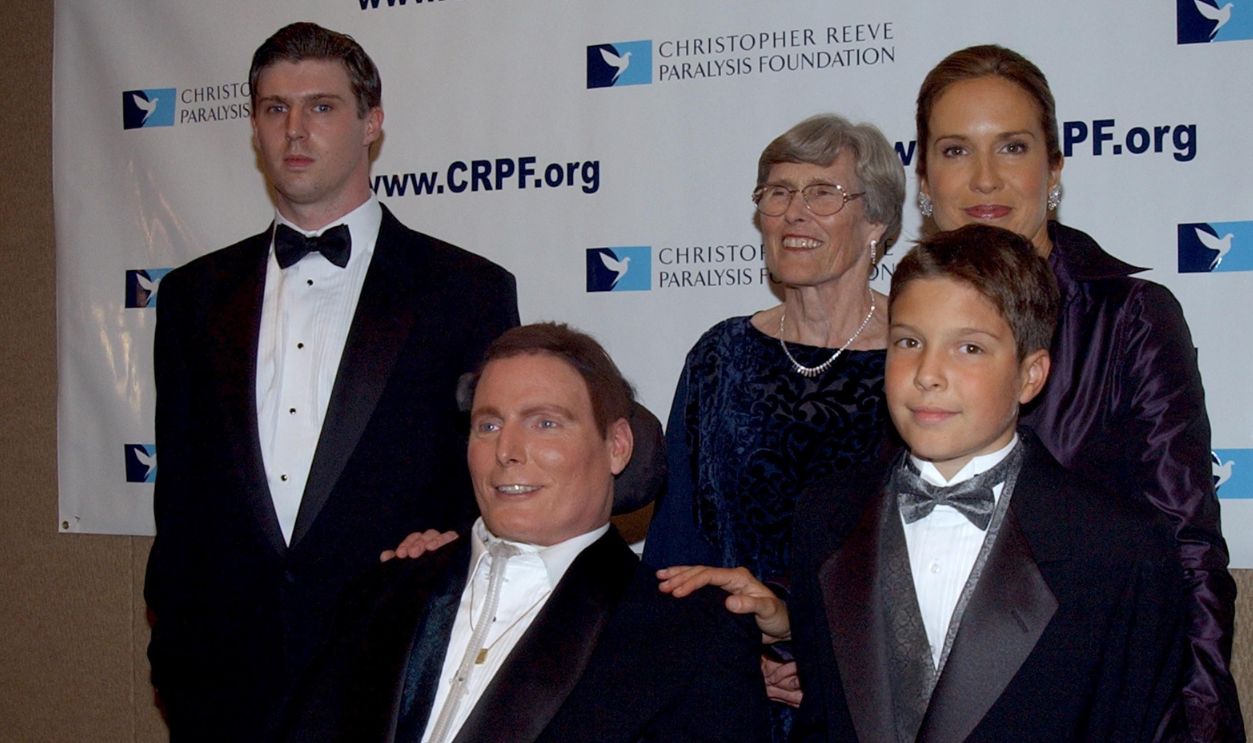 Christopher Reeve and family during 