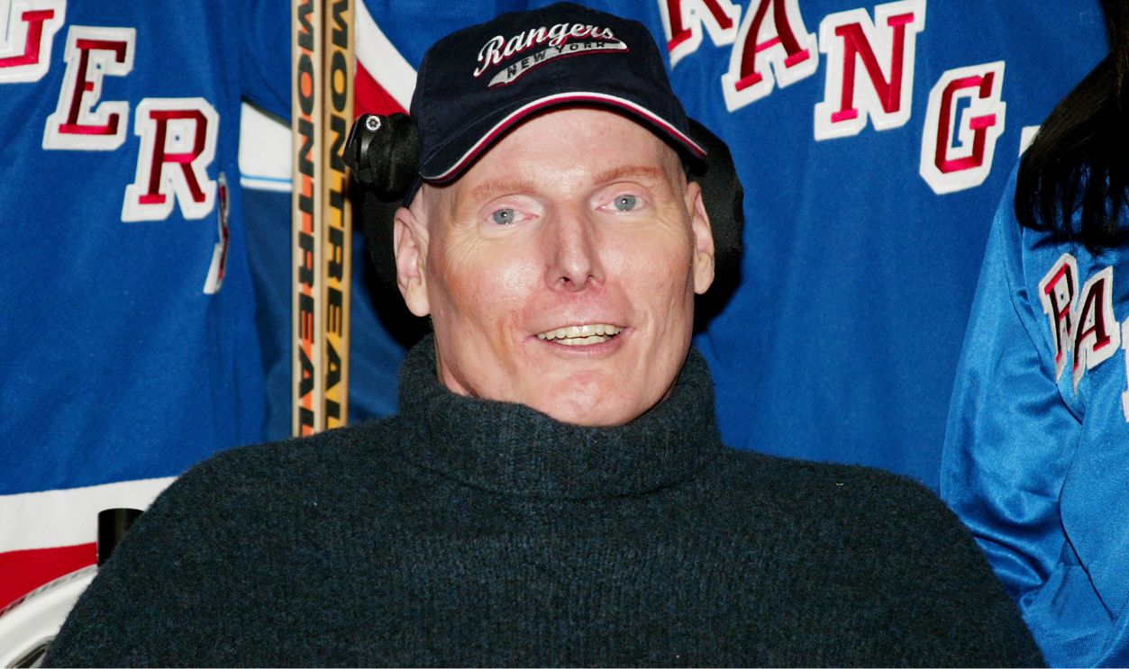Actor Christopher Reeve participates in the SuperSkate VI charity hockey event benefiting the Rangers Cheering For Children and Christopher Reeve Paralysis Foundation charities at Madison Square Garden, January 25, 2004 in New York City.
