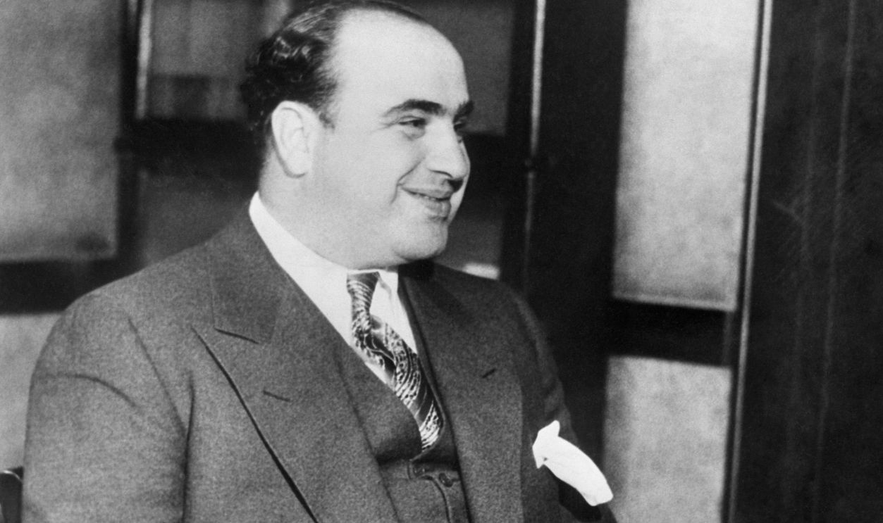 Al Capone pictured in court int he Federal Building in Chicago after his arrest as a vagrant.