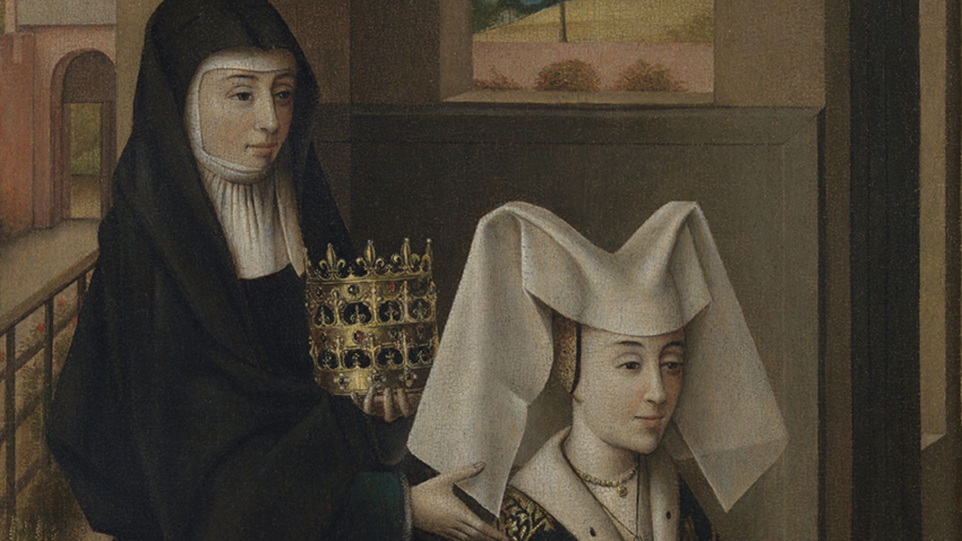 File:Isabella van Portugal met de heilige Elisabeth, circa 1457 - circa 1460, Groeningemuseum, 0040089001.jpg