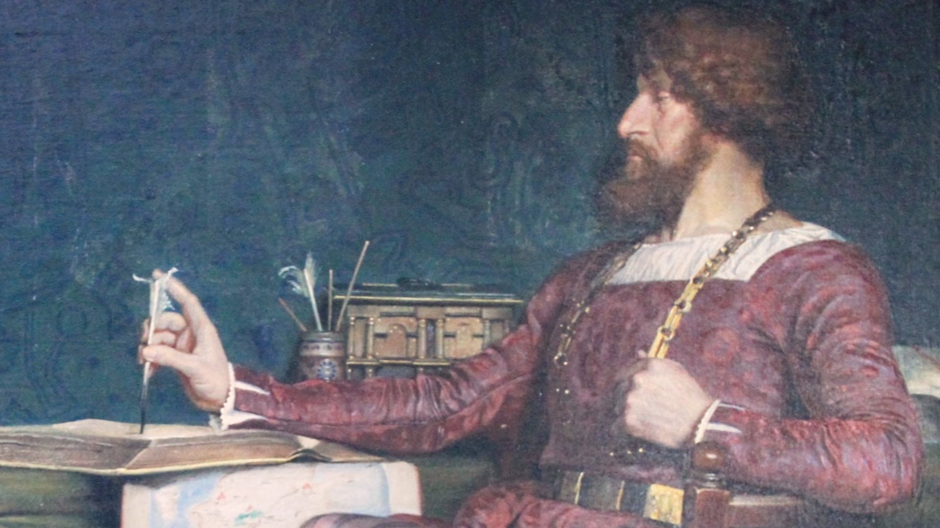 File:Kristian Zahrtmann 1873 Sigbrit reviews custom accounts with Christian II IMG 5807.jpg
