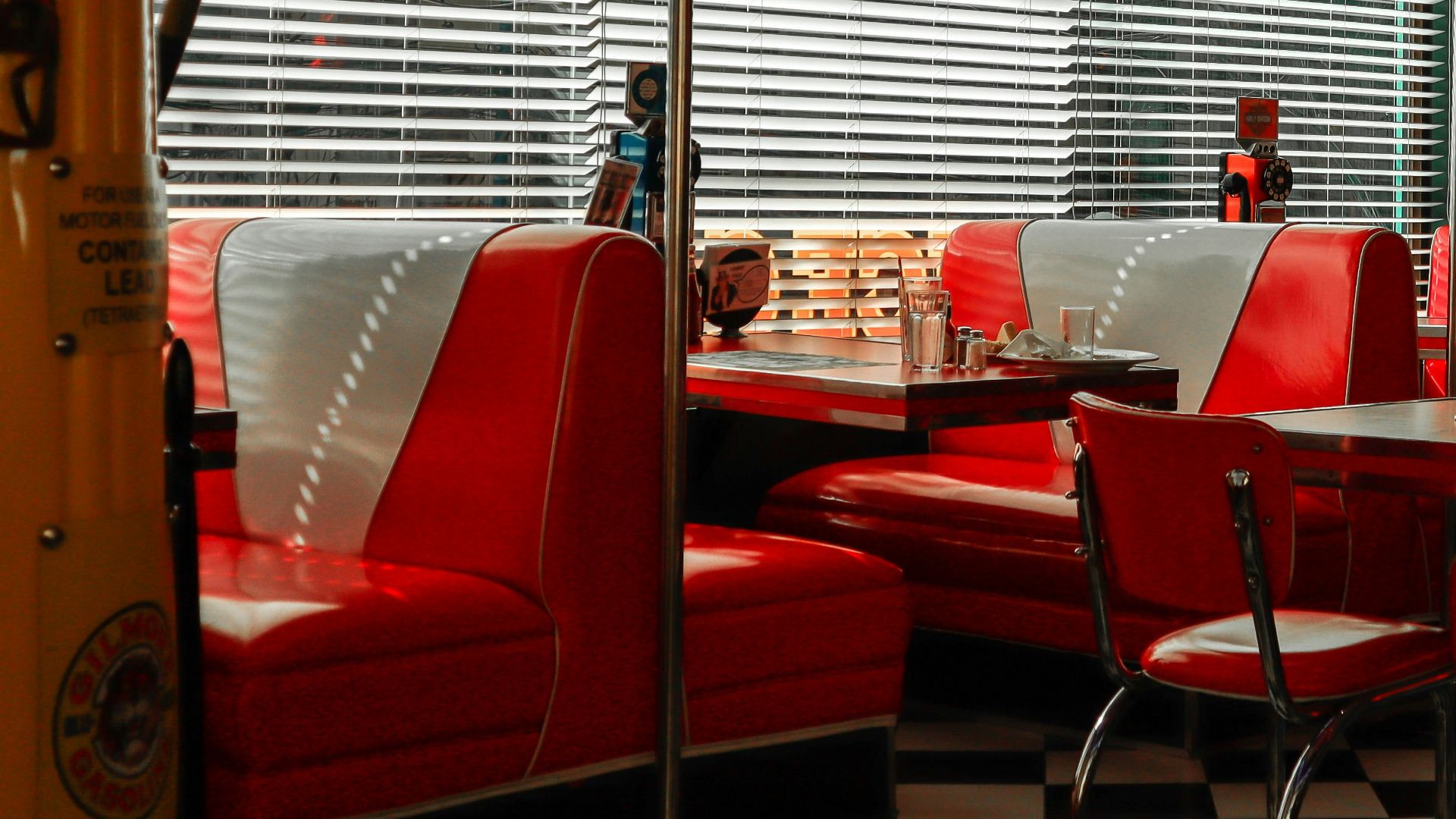 red leather bench inside room
