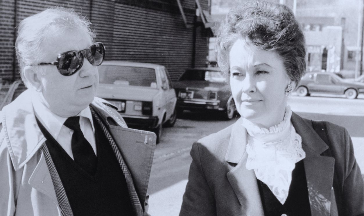 Gettyimages - 515561236, Suspects in Murder Trial Standing in Street (Original Caption) Ed and Lorraine Warren arrives at Danbury Superior Court, March 19, 1981, where a grand jury returned an indictment against Arne Cheyenne Johnson in the slaying of Alan Bono, 40, on February 16, 1981, in Broofield, Connecticut. Lorraine Warren was one of the persons to talk with the 19 year old man after the slaying which his attorney says was the work of the devil. 