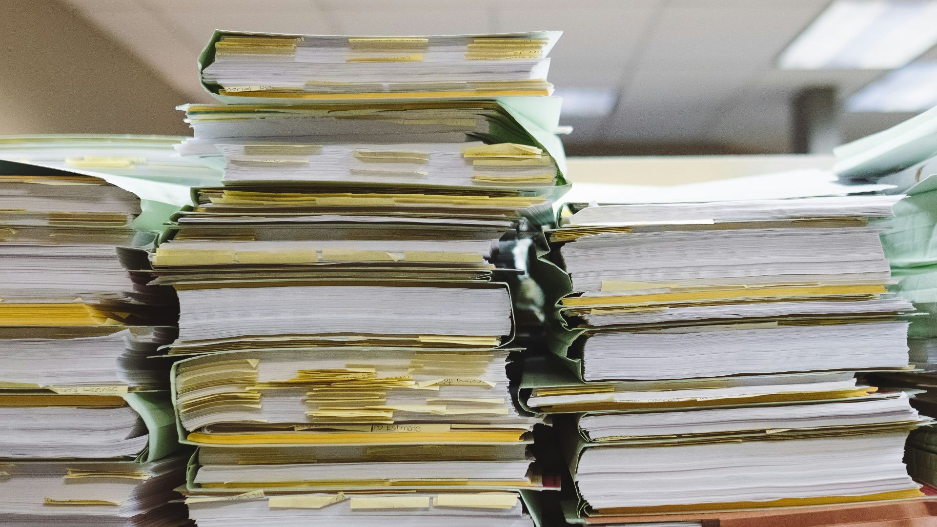 stack of books on table