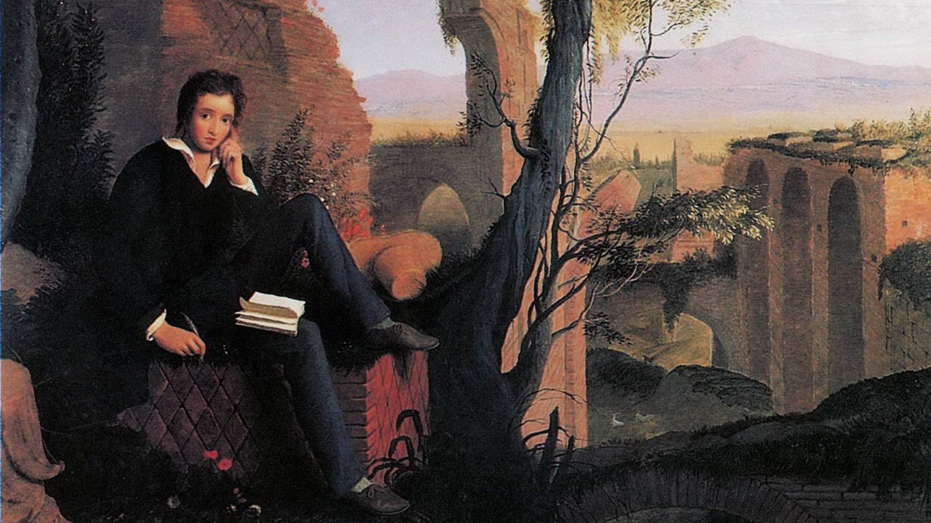 File:Joseph Severn - Posthumous Portrait of Shelley Writing Prometheus Unbound 1845.jpg