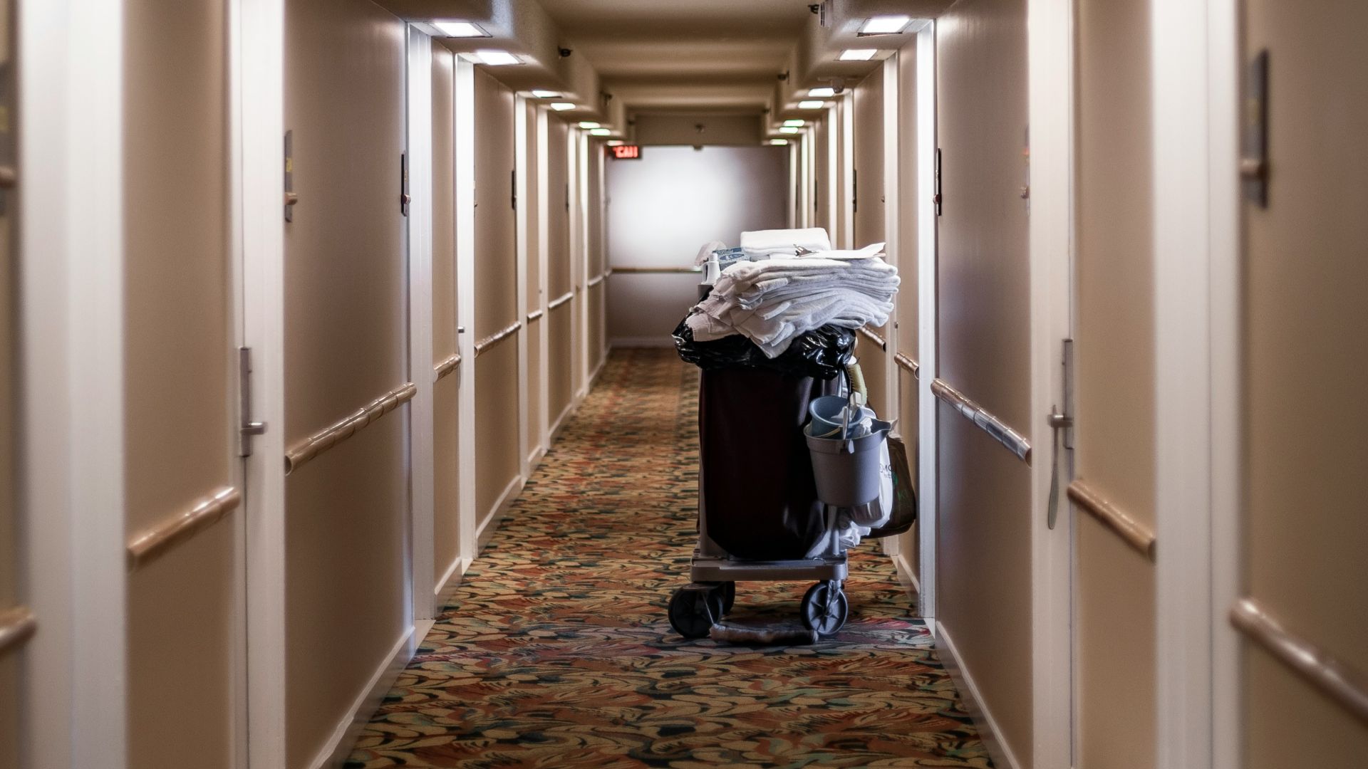 black cart on hallway