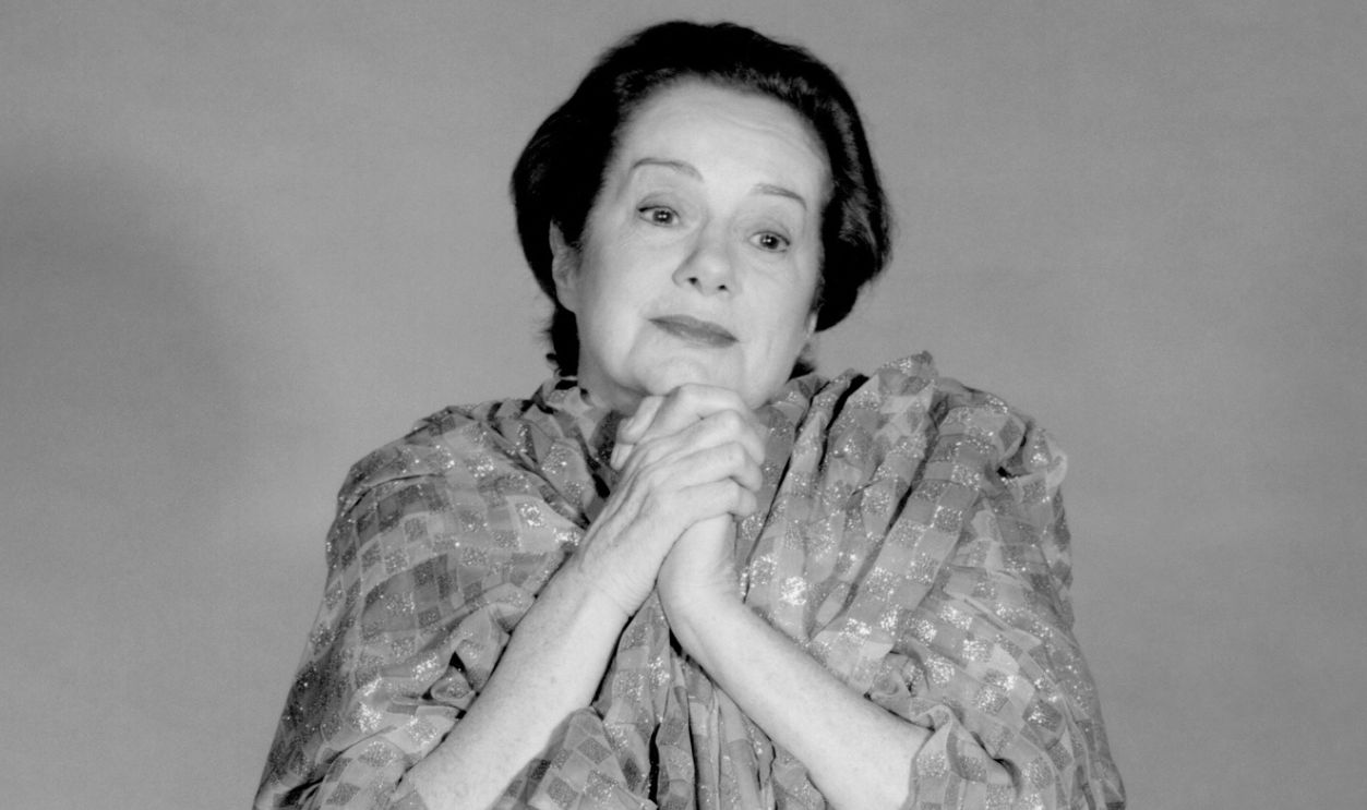 Publicity portrait of British actor Elsa Lanchester (1902-1986) donning a shawl with her hands clasped, in the mid 1960’s, United States. 