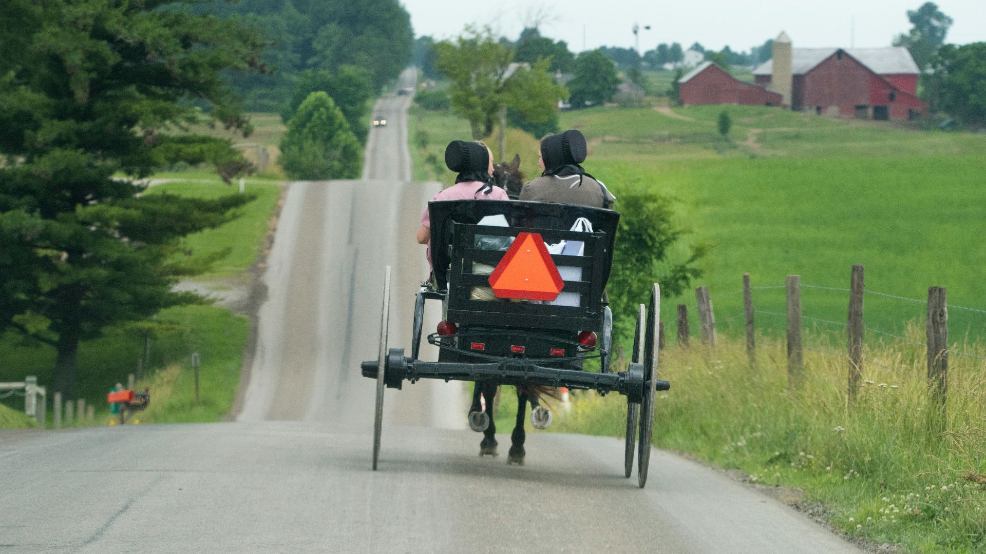 photo of two person riding on black carriage running on grey concrete road