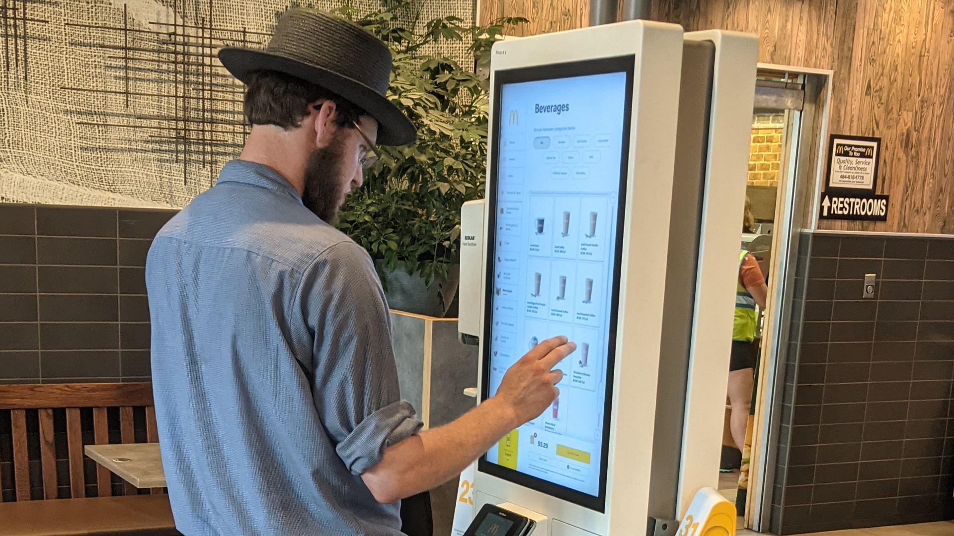 File:Amish man McDonald's kiosk Shartlesville PA July 2022.jpg