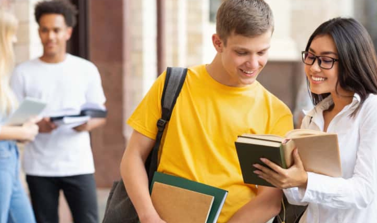 Student Couple Going To College Class-Shutterstock 1466463962