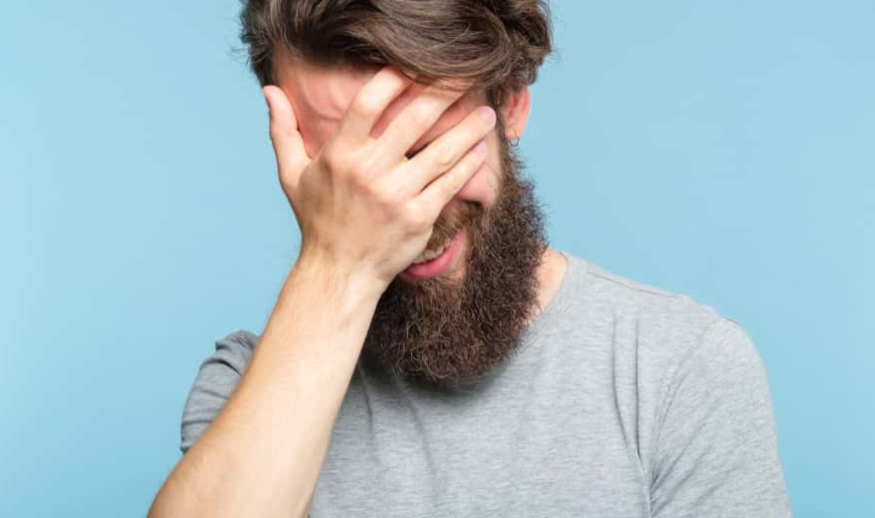 Facepalm. Ashamed Embarrassed Man, Shutterstock, 1185126277