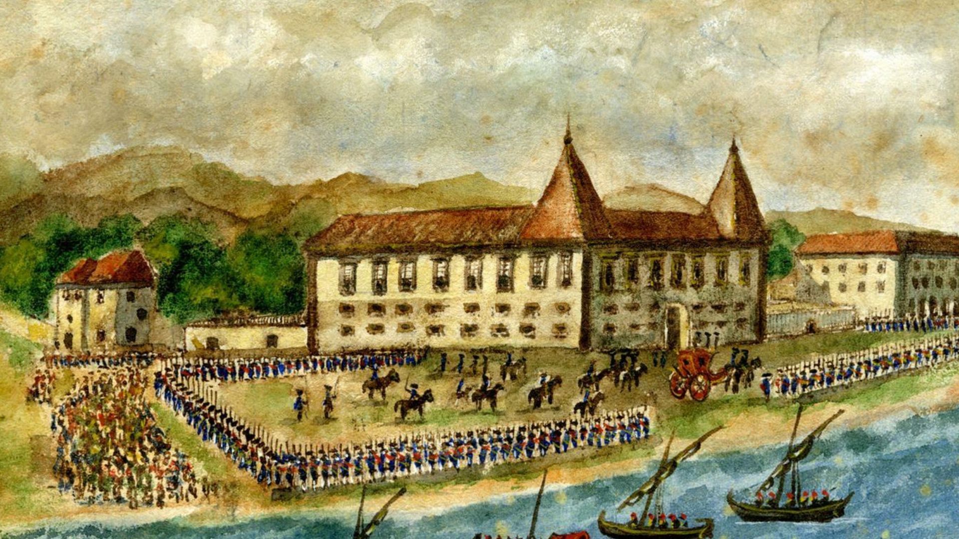 File:Chegada da Suprema Junta da Inconfidência a Belém para arrasar e salgar o chão do Palácio dos Duques de Aveiro (1759) - Bartolomeu da Costa (Museu de Lisboa).png