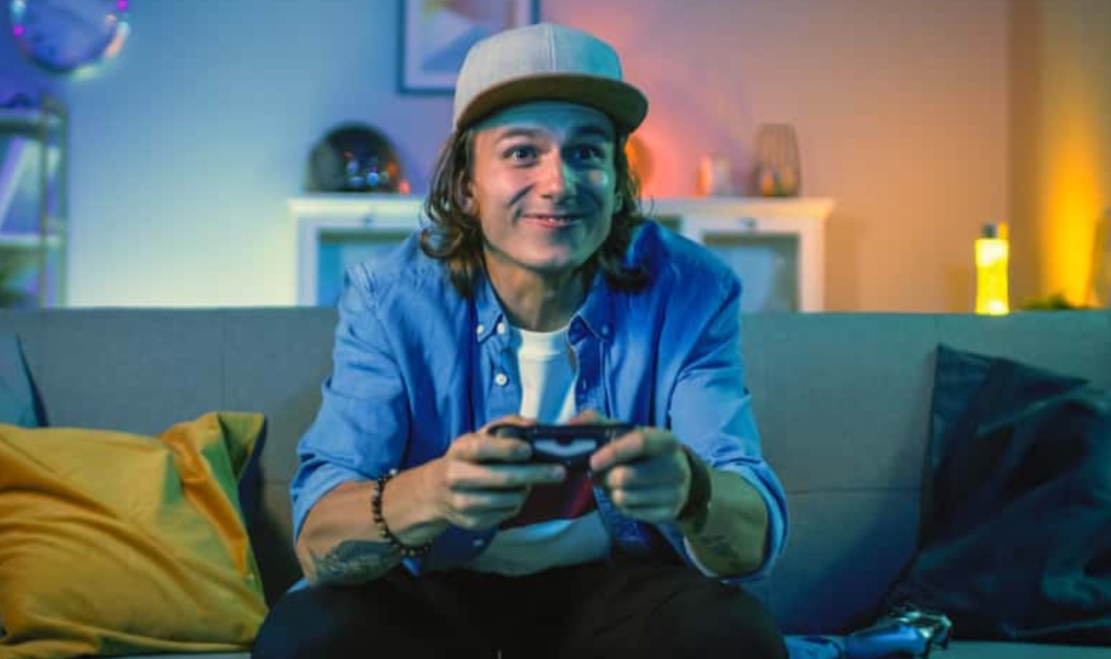 Handsome Excited Young Gamer