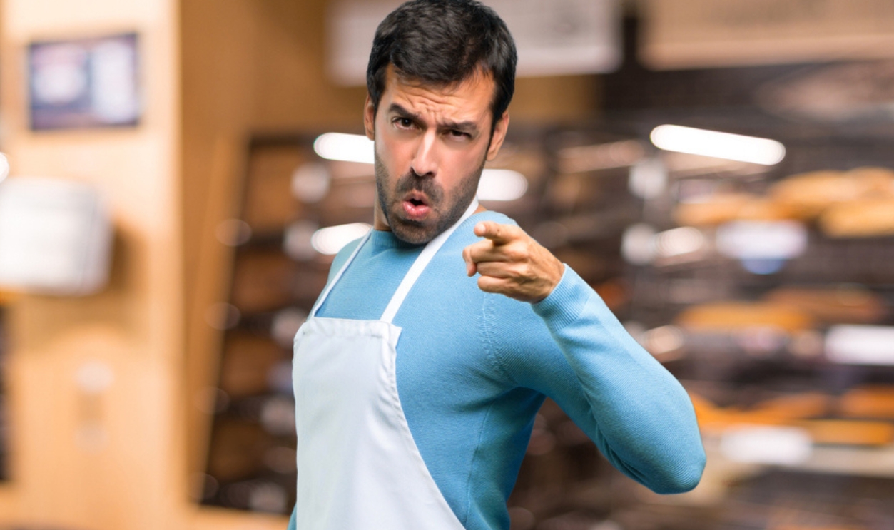 Man Wearing An Apron Annoyed Angry, Shutterstock, 1254801277