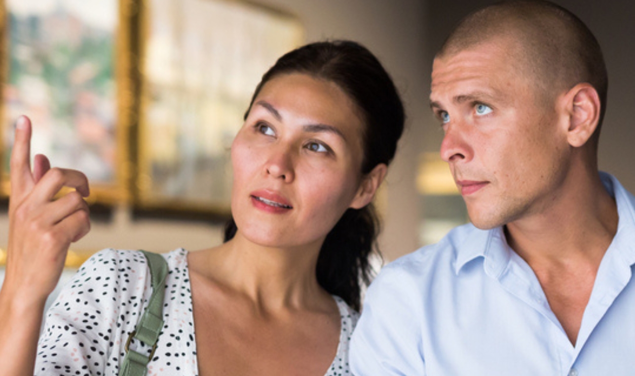Adult Man And Woman Watching Exposition Of Paintings, Shutterstock, 2019087551
