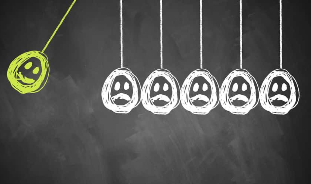 Blackboard With Smiley Pendulum Chain Reaction, Shutterstock, 502858054