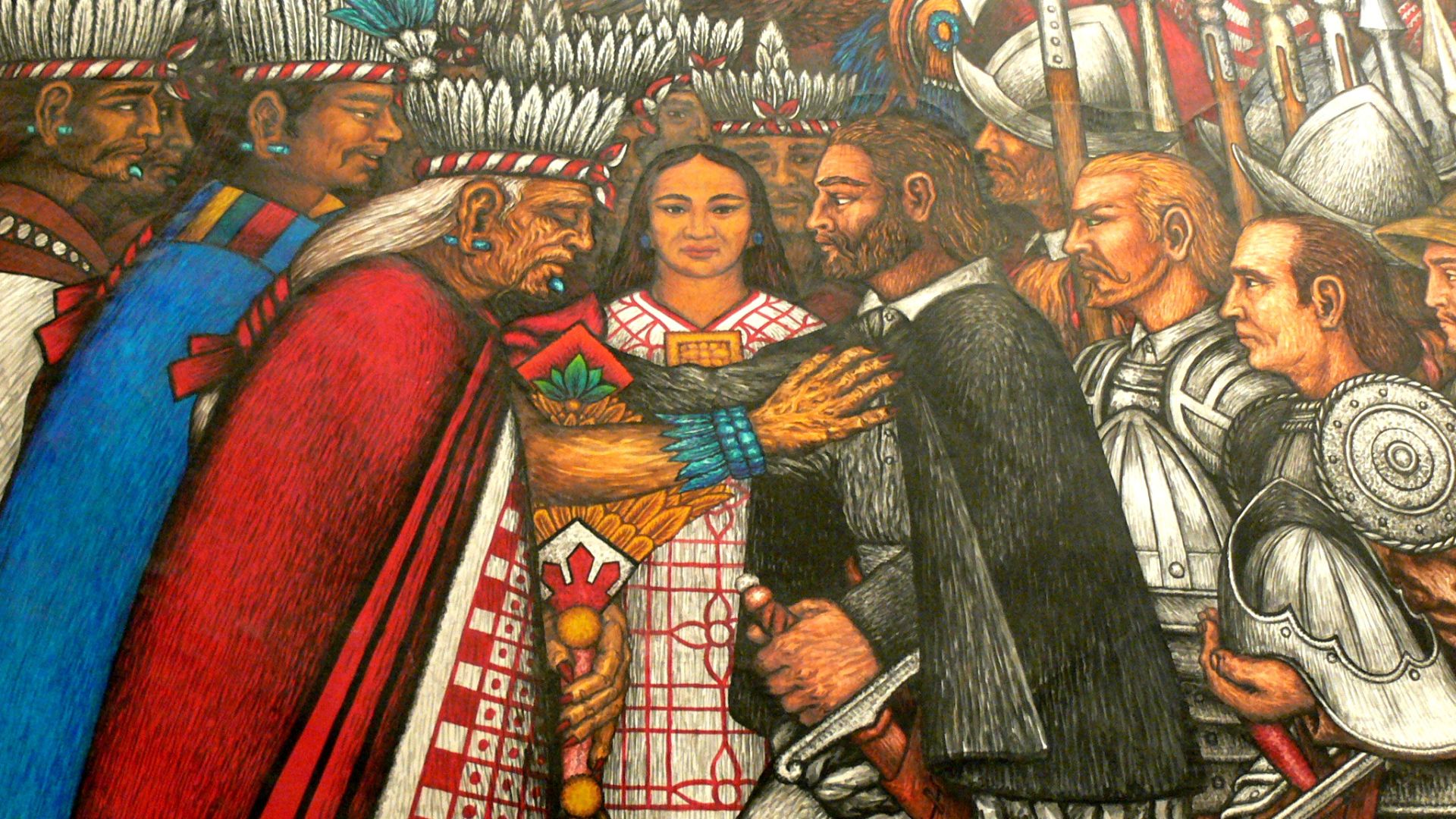 File:Tlaxcala - Palacio de Gobierno - Verhandlungen Spanier - Tlaxcalteken 2.jpg