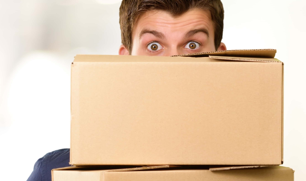 Man Holding Cardboard Boxes, Outdoor, Shutterstock, 109087934