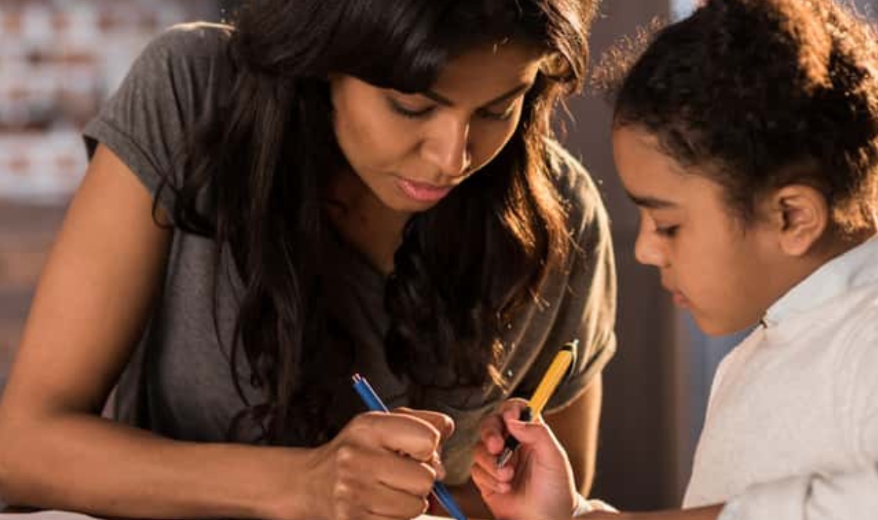 Mother And Daughter Doing Homework Together, Shutterstock, 644959039
