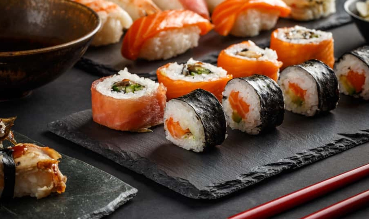 Delicious Sushi Rolls, Nigiri And Salmon Sushi Rolls, Shutterstock, 662520652