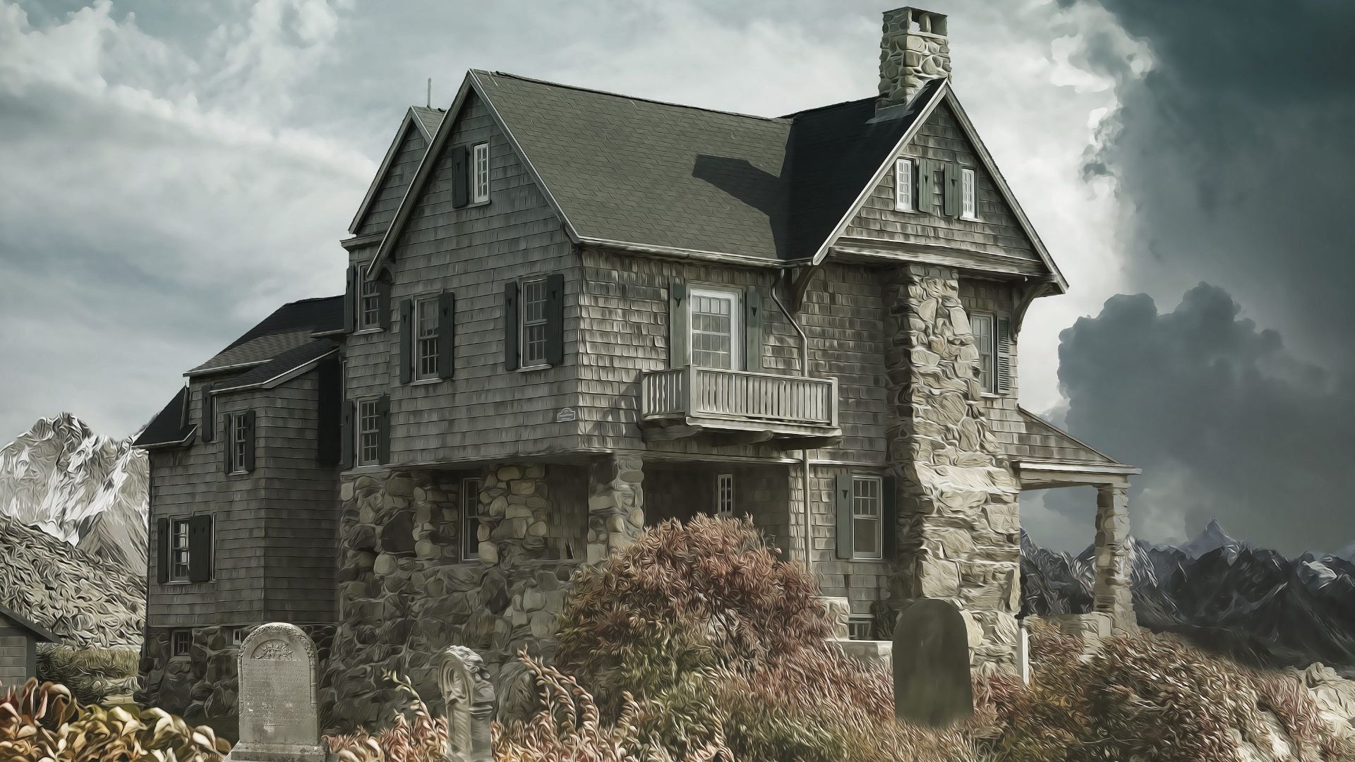 File:House Cemetery Haunted House-2187170.jpg