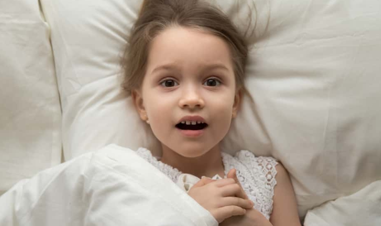 Scared Little Girl Looks At Camera Lying Under Blanket In Bed, Shutterstock, 1368989498
