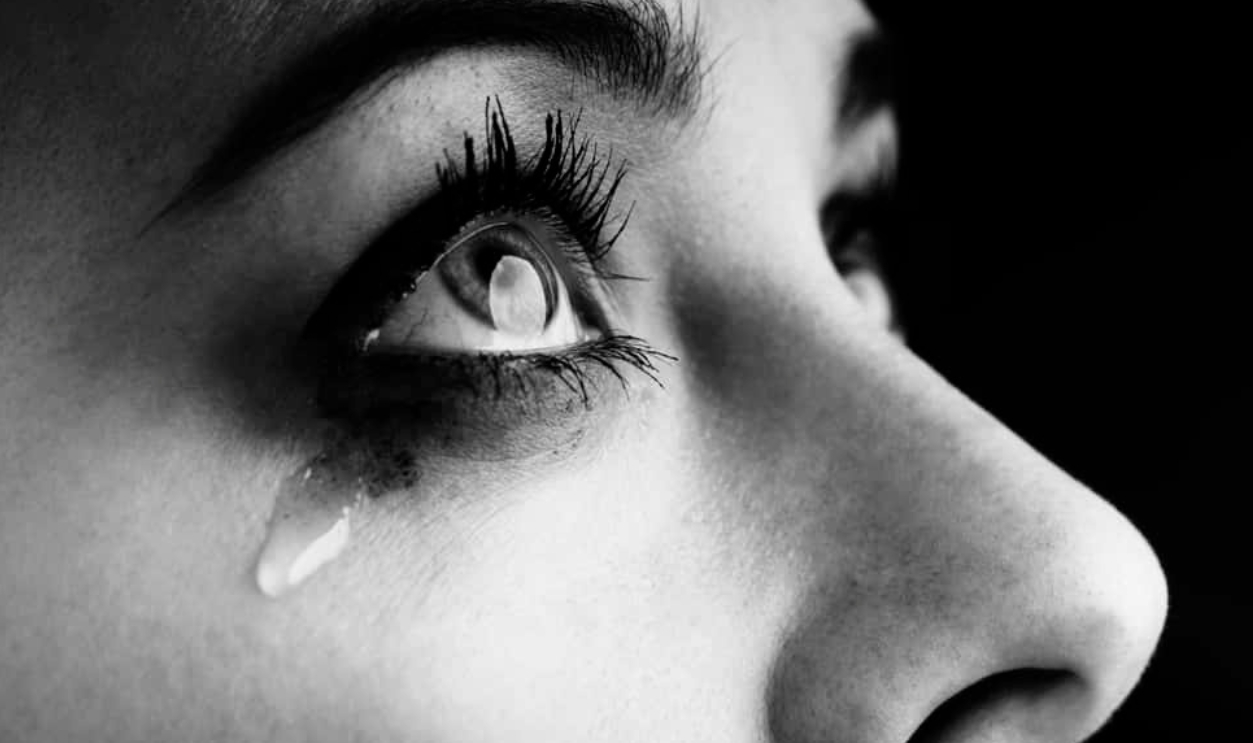Beauty Girl Cry On Dark Background Monochrome, Shutterstock, 586898378