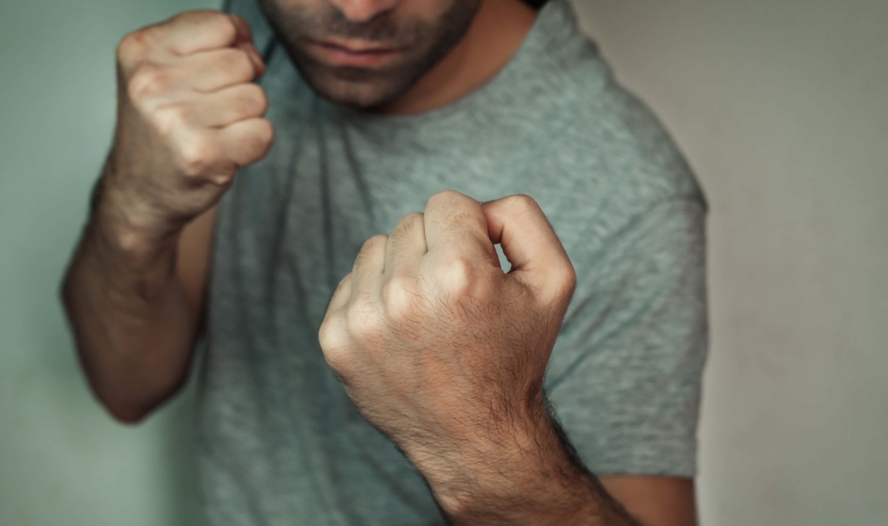 Man With Fight Gesture, Shutterstock, 720757264