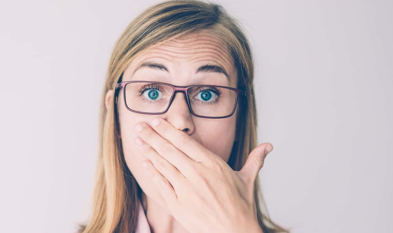 Shocked Businesswoman In Glasses, Getty Images, 1056292636