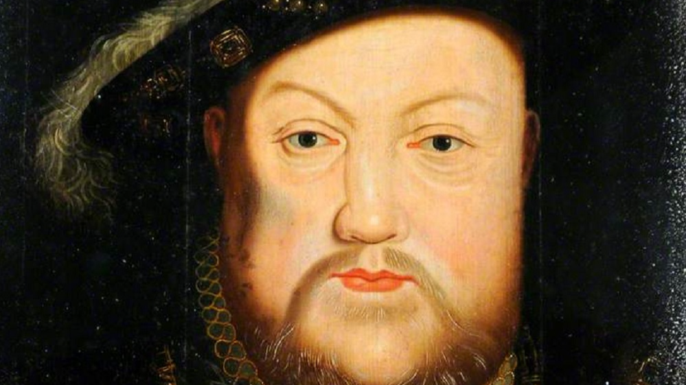 Portrait of King Henry VIII, bust-length, wearing regal robes on panel - 16th century