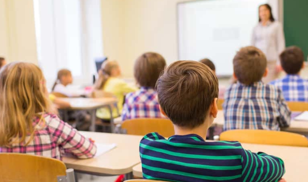Group Of School Kids Sitting And Listening To Teacher , Shutterstock, 305122934