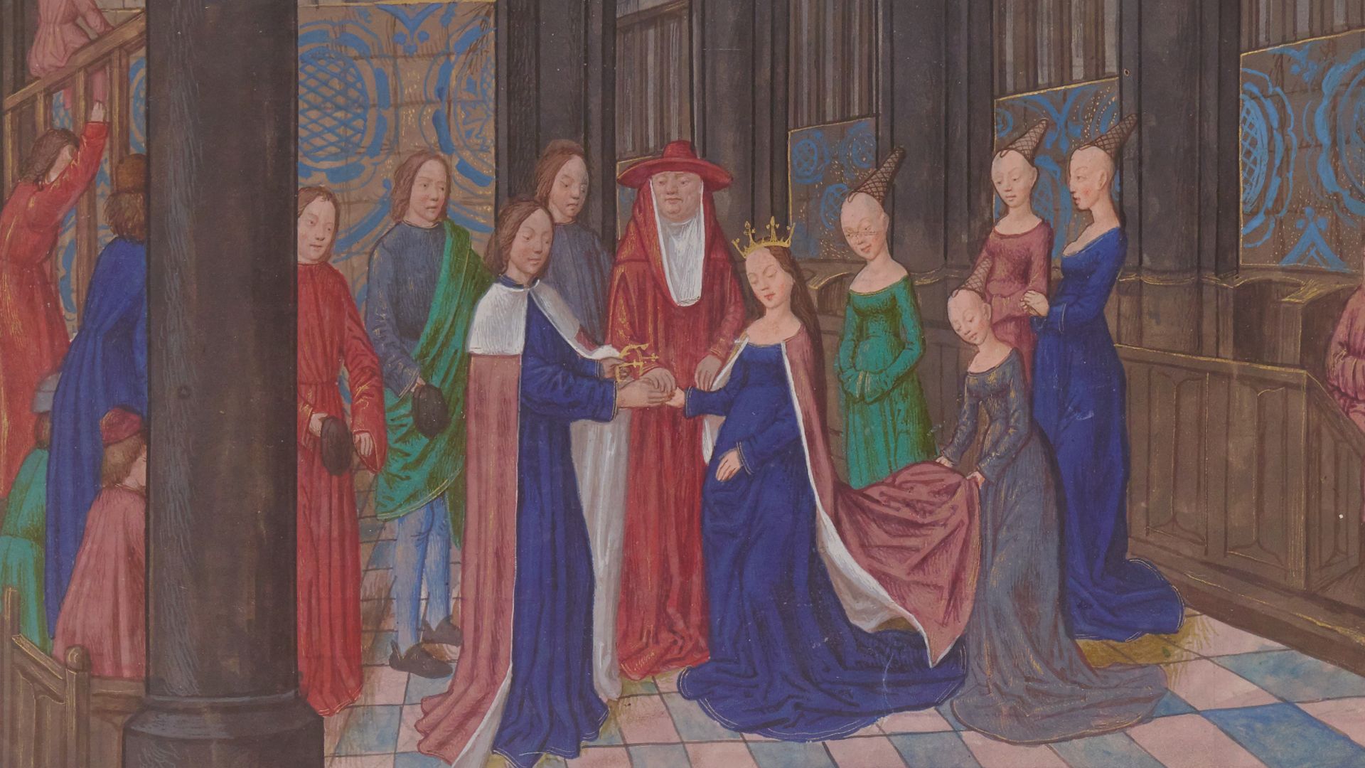 File:Marriage Edward IV Elizabeth Woodville miniature Wavrin Anciennes Chroniques d'Angleterre Francais 85 f109.jpeg