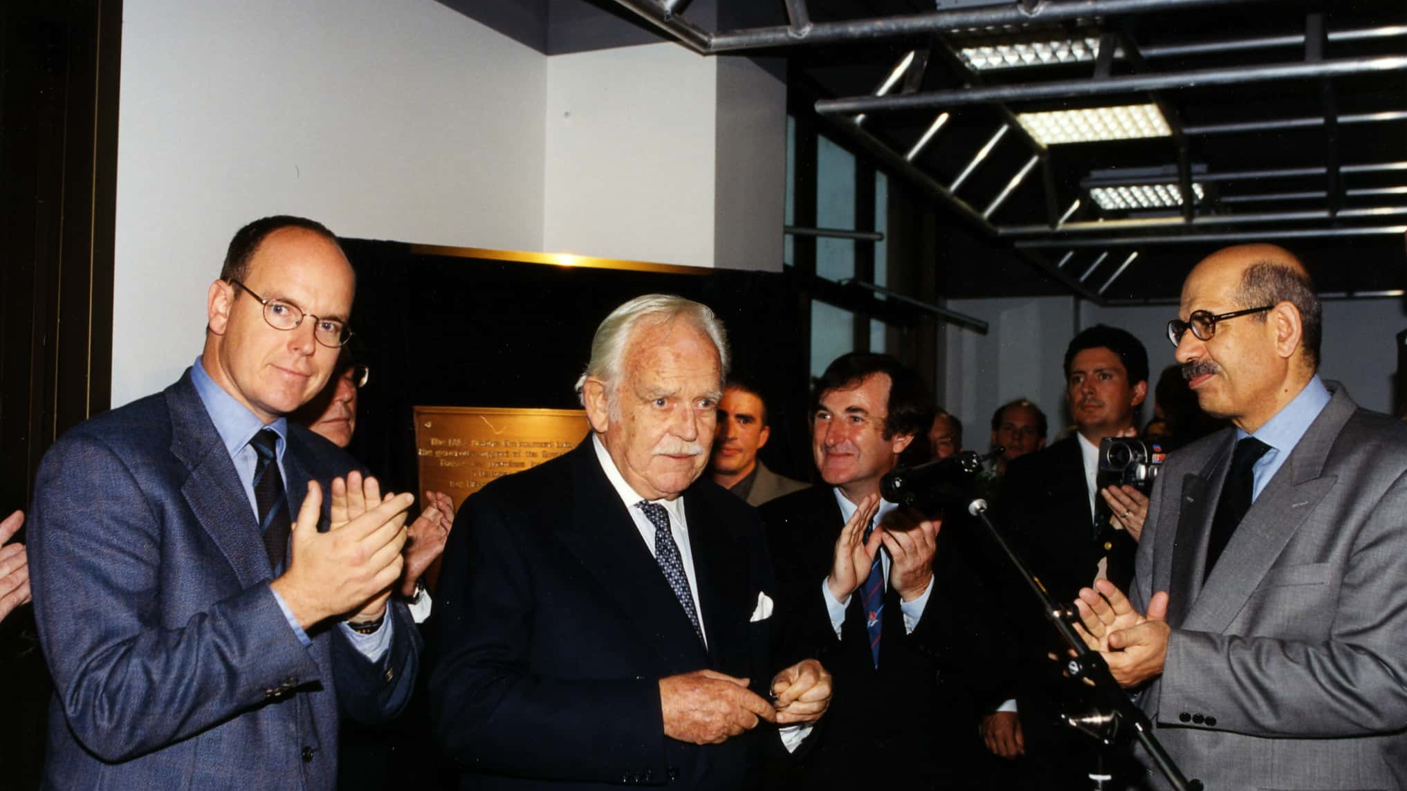 Prince Rainier (middle) with his son Albert (left) in 1998