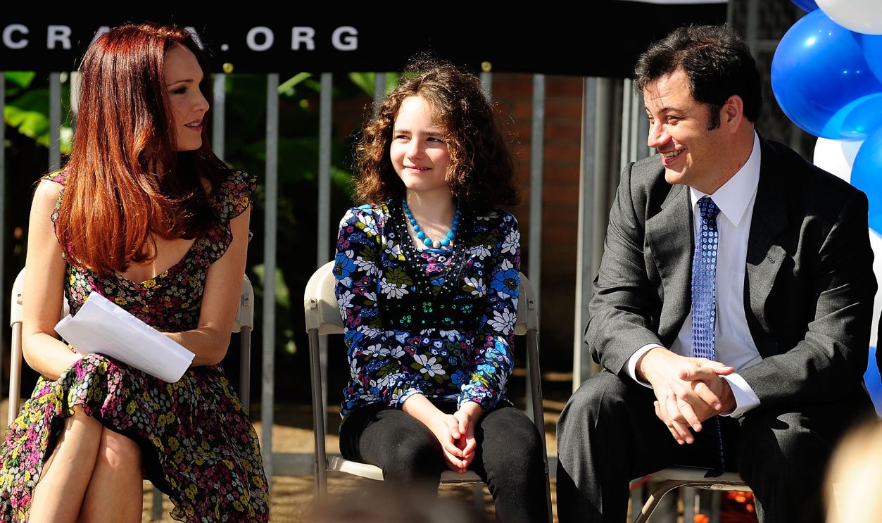 Gettyimages - 81477168, John Ritter Tribute Mural Dedication Ceremony At Hollywood High HOLLYWOOD - JUNE 06: (L-R) Actress Amy Yasbeck Ritter, widow of actor John Ritter, daughter Stella Ritter, and comedian Jimmy Kimmel attend the dedication ceremony of John Ritter's addition to the