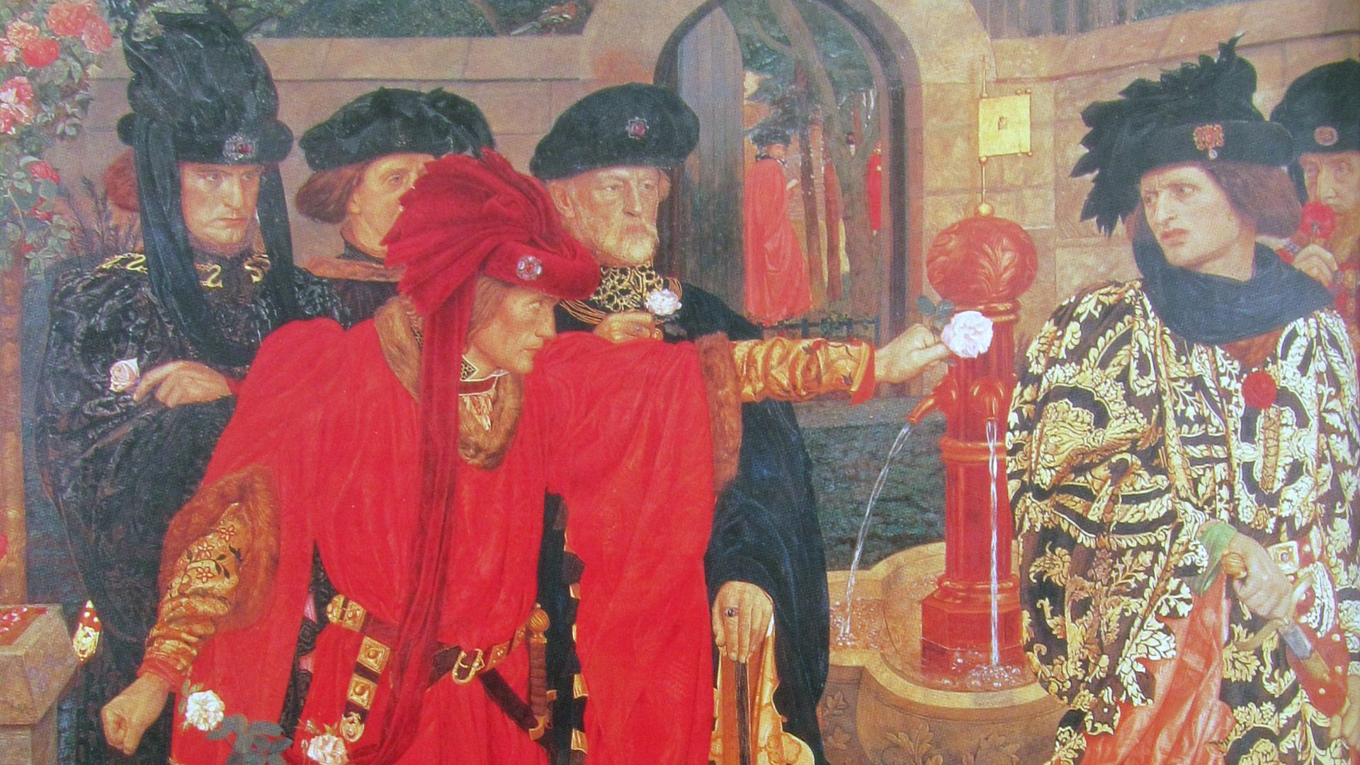 File:Plucking the Red and White Roses in the Old Temple Gardens (1908) by Henry Arthur Payne.jpg