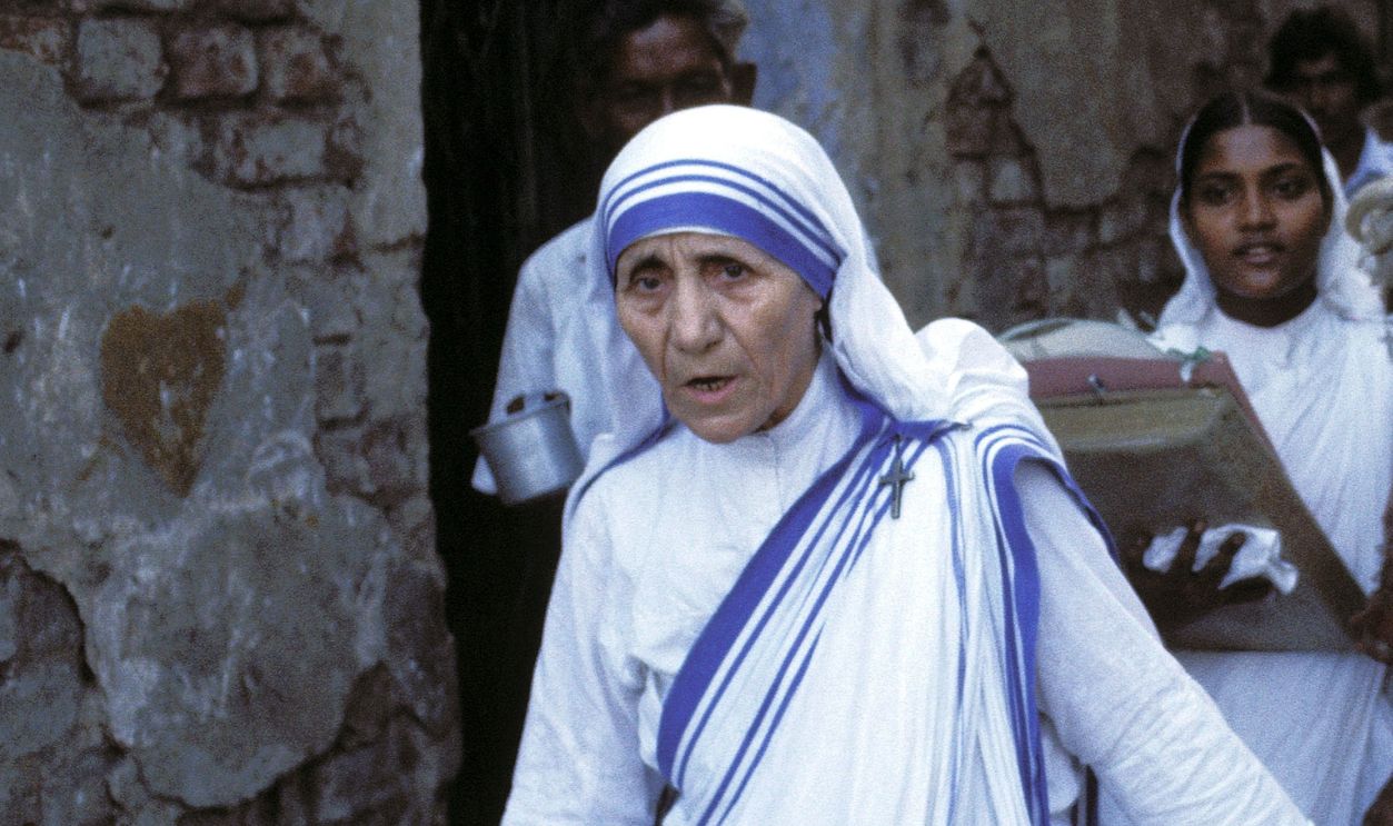 Mother Teresa and the poor in Calcutta, India in October, 1979. 
