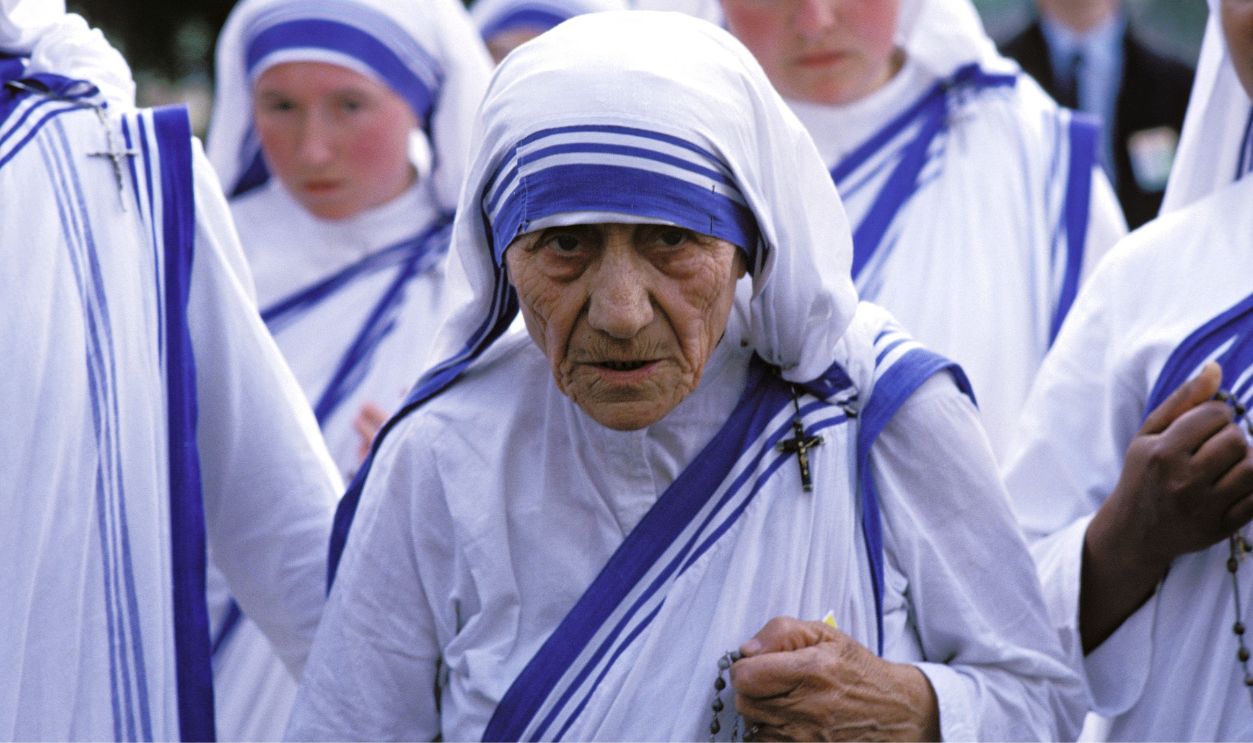 Mother Teresa in Majdanek, Pologne on June 9, 1987. 