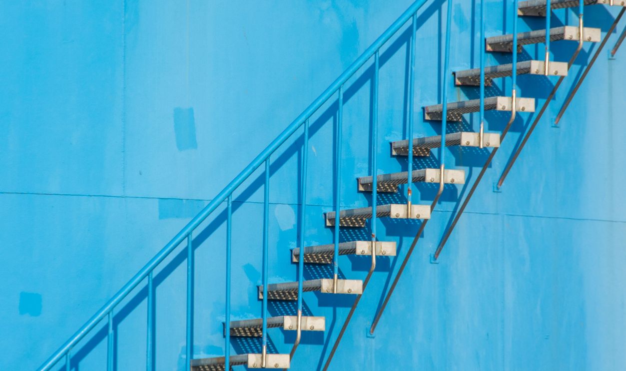 Minimalist Steel Plate Steps With Perforations