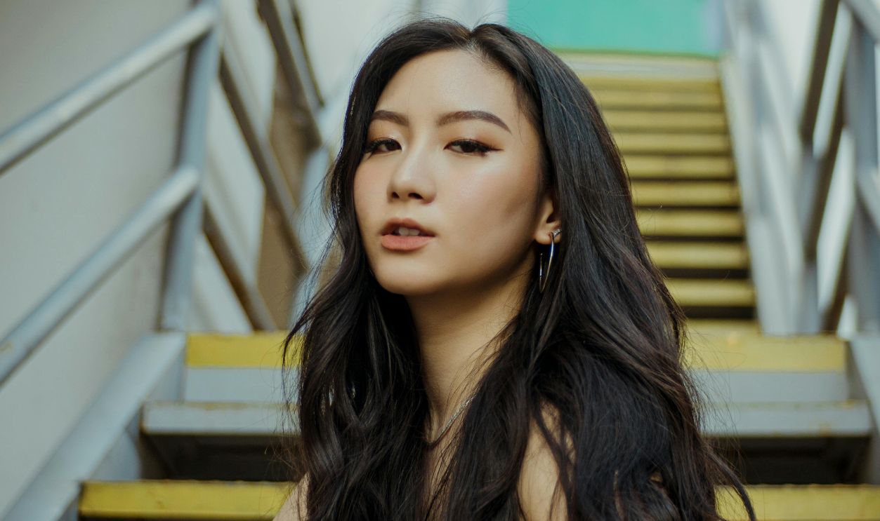 Girl siting the staircase