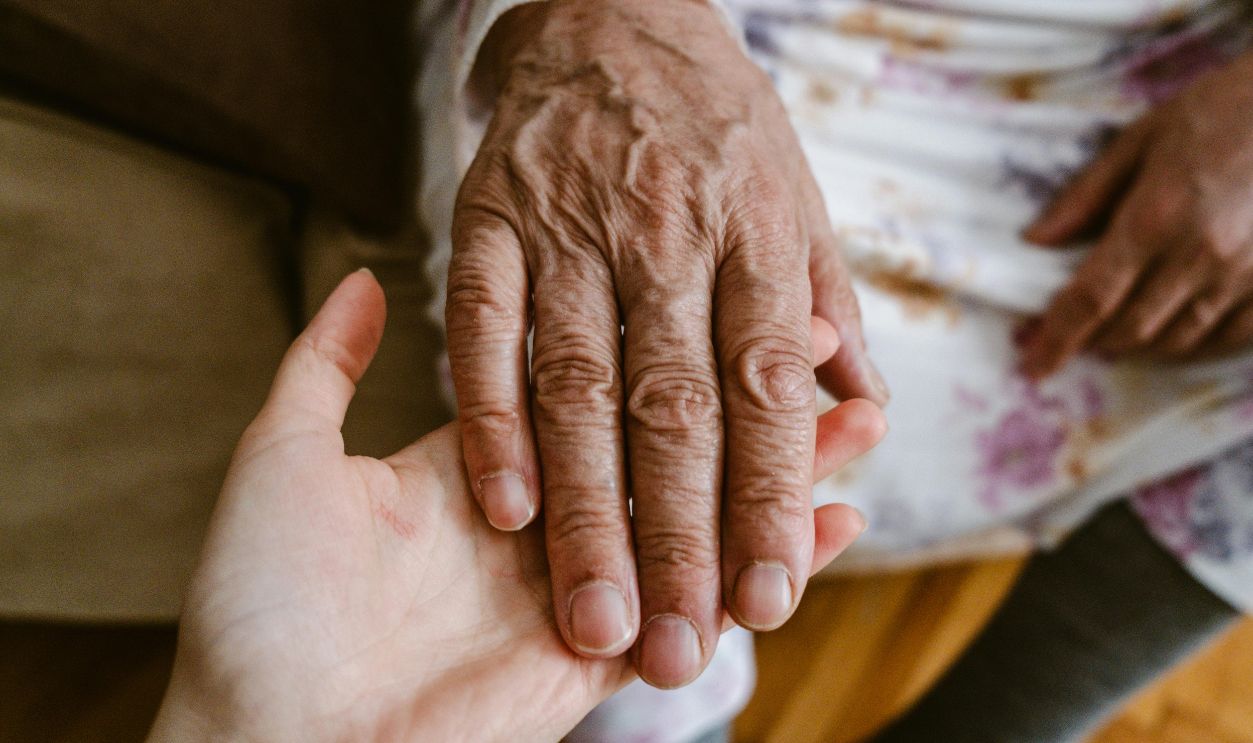 Senior hand close up