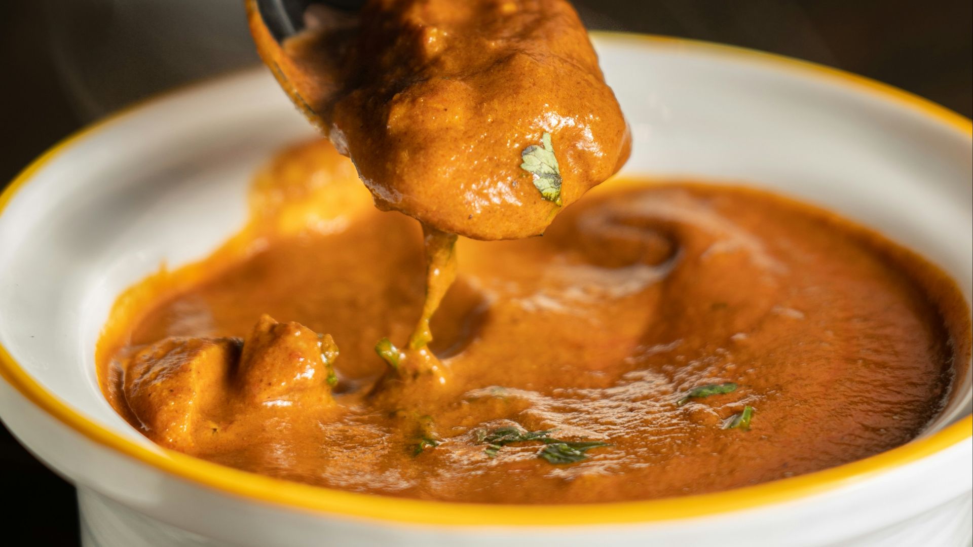 orange mushy dish in bow