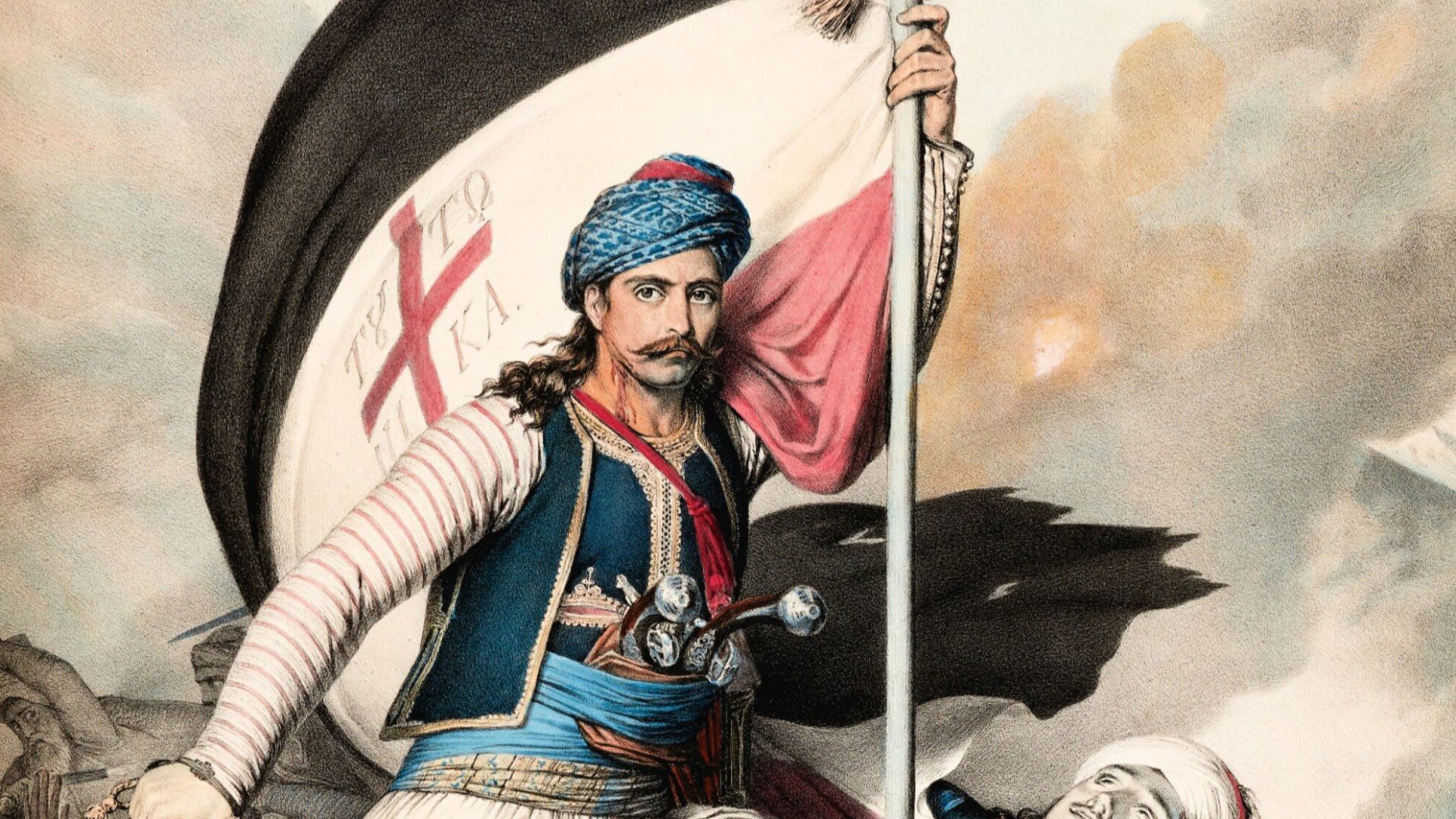 File:Louis Dupré - Un Grec arborant son étendard sur les murs de Salone, le jour de Pâques de l'année 1821 - Voyage à Athènes et à Constantinople (Paris, 1825).jpg